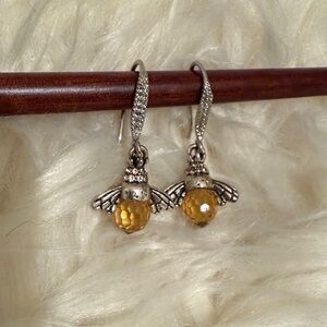 Zirconia Crystal Dangle Bee Earrings